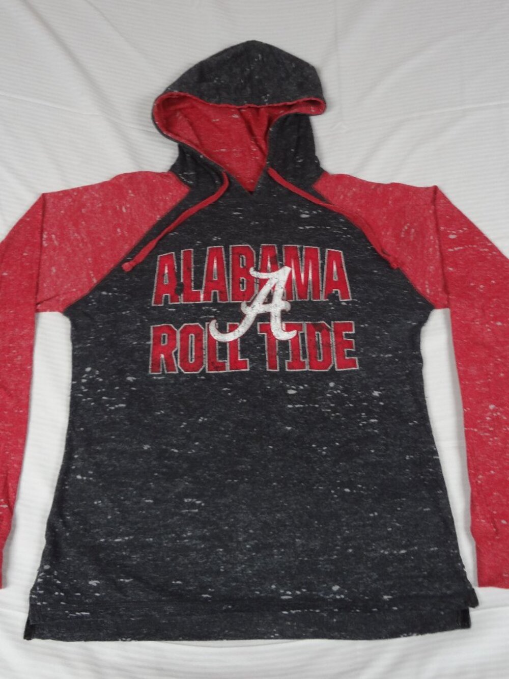 UNIVERSITY OF ALABAMA ROLL TIDE RED GRAY LONG SLEEVE HOODED XL WOMENS SHIRT L714